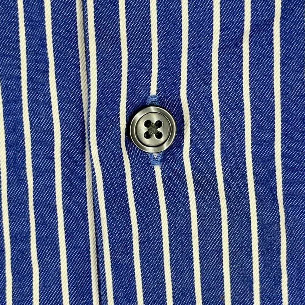 BANANA REPUBLIC SHIRT MENS XL BLUE‎ STRIPED BUSINESS FORMAL LONG-SLEEVE TOP